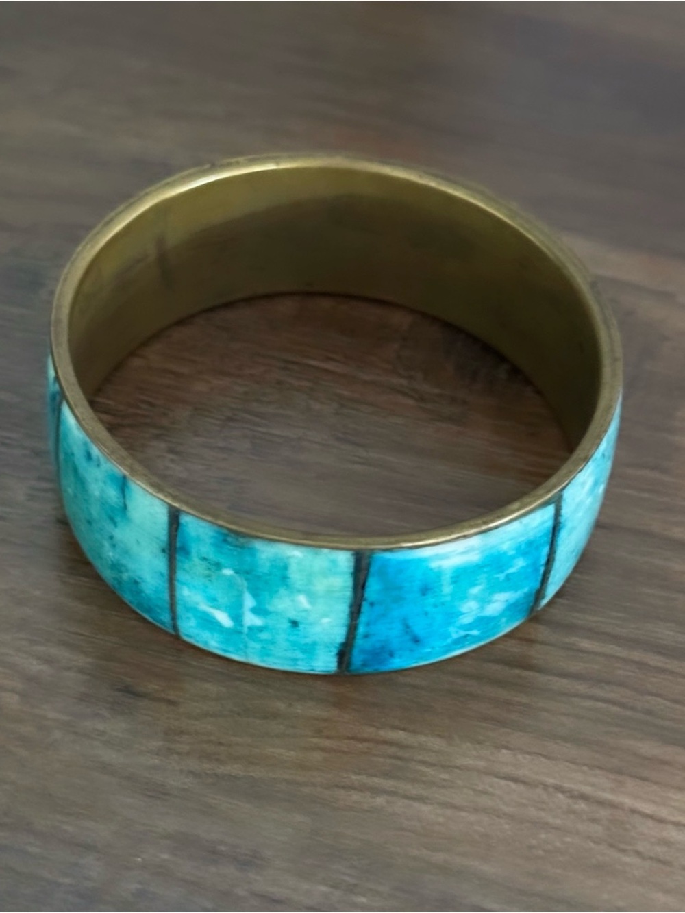 Turquoise Mother of Pearl Brass Cuff Bracelet Bangle